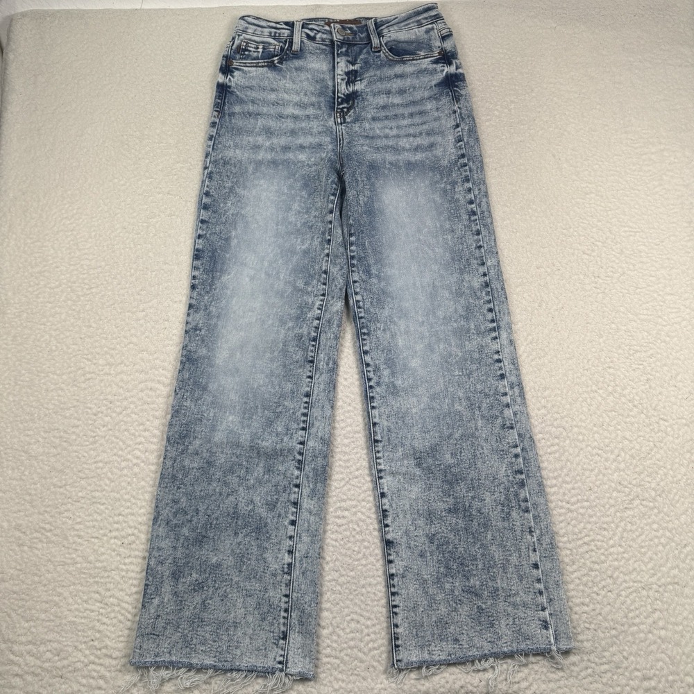 Judy Blue Wide Leg Jeans Size 7/28 Retro Light Acid Wash High Rise Denim JB88828